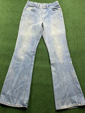 Vintage 70S Flare Jeans Mens 32 Blue Denim Bell Bottom Hippie FITS 32x30 USA